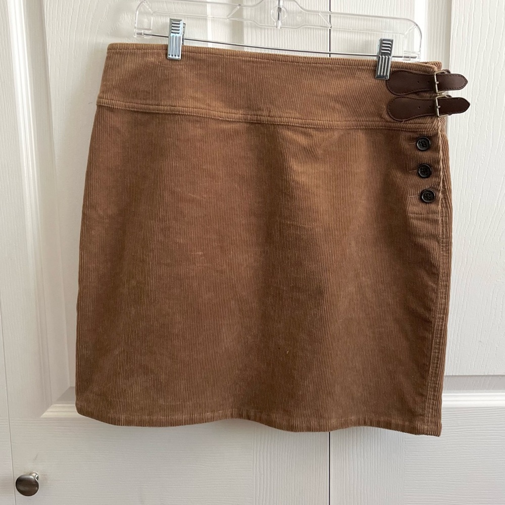 American Living Brown Corduroy Skirt with Button Detail 6